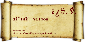 Élő Vilmos névjegykártya